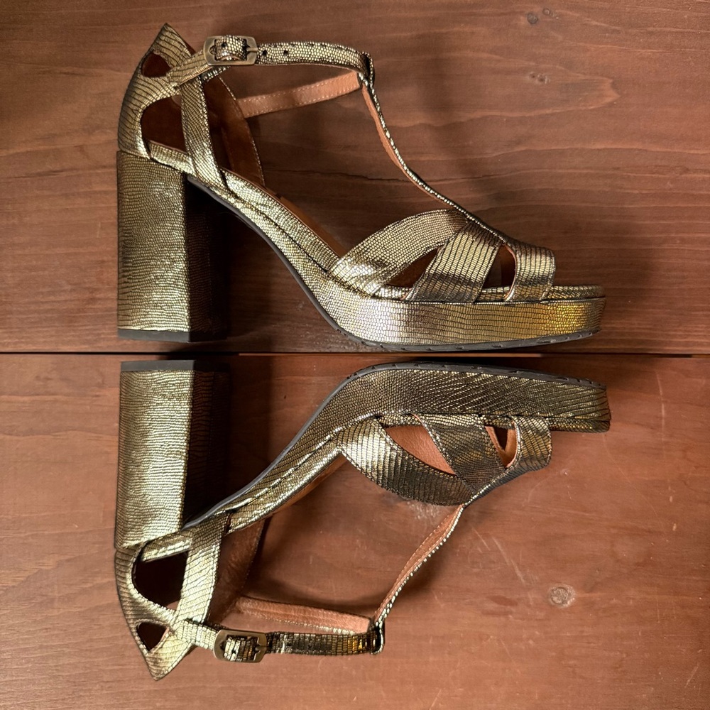 Esska Valerie Gold Heel Strappy Sandal - 39 - Picture 7 of 10